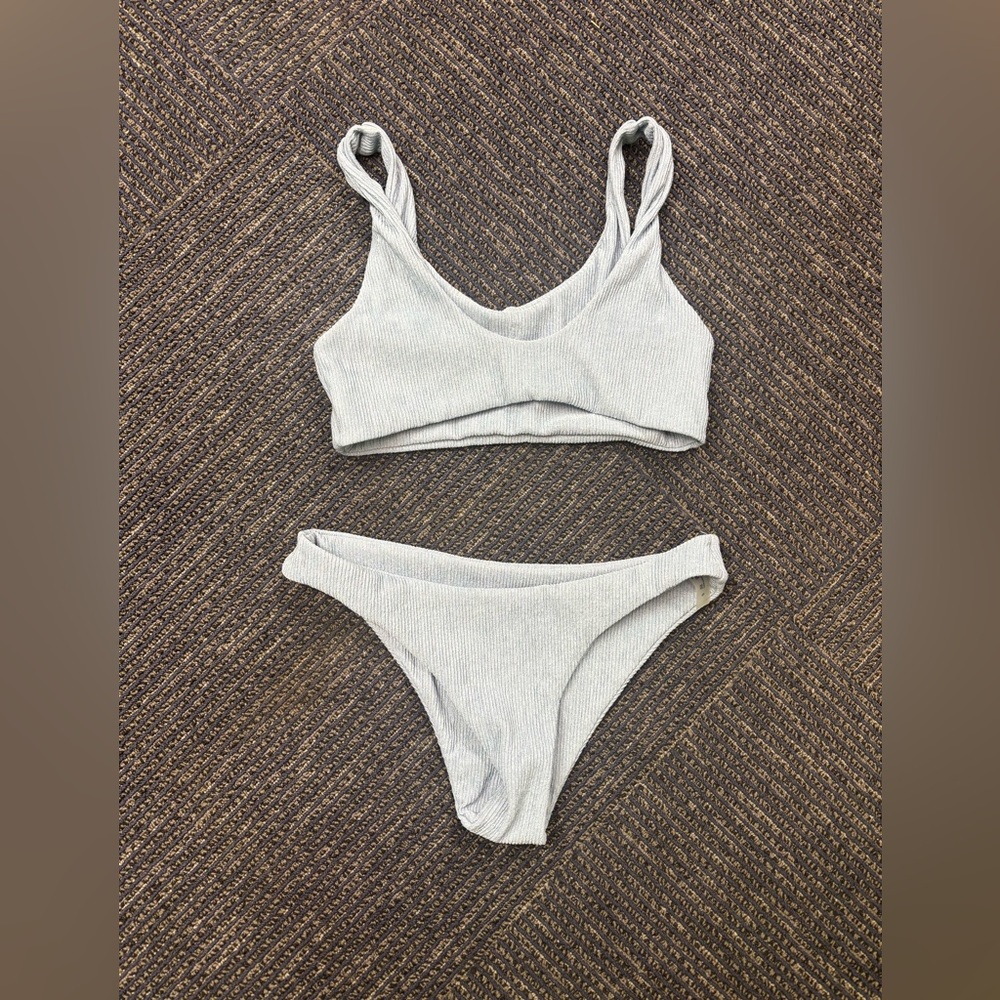 Sky Blue Ribbed Bikini Set - Picture 3 of 3